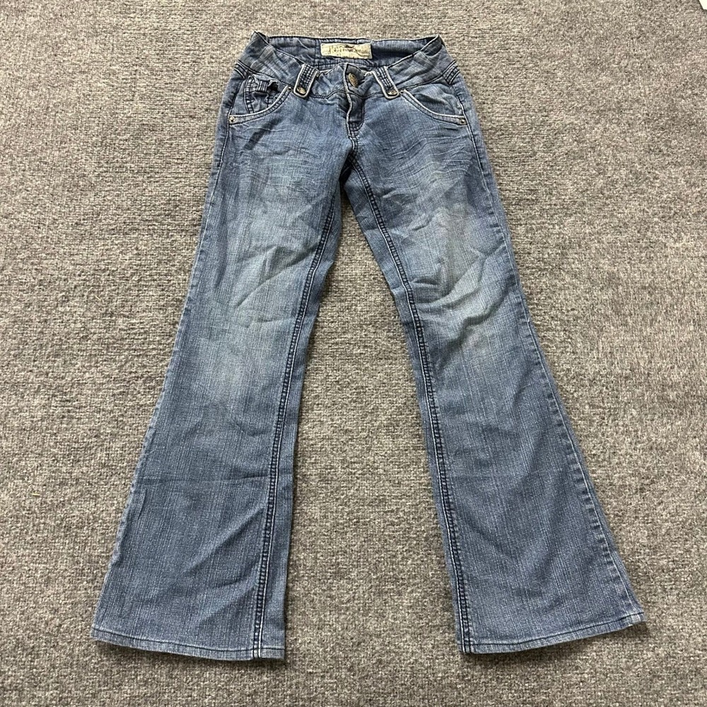 Jolt Jeans Womens Size 1 Blue Flare Low Rise Stretch Denim Medium Wash Casual